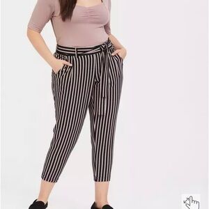 Torrid Multi Stripe Crepe Tie Front Tapered Pants With Belt Size 2 (18-20)
